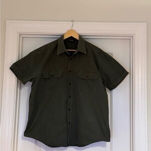 Men's Olive Green Casual Button Down Work Shirt